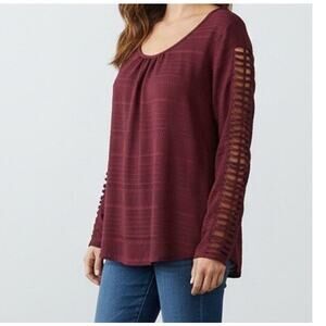 B Design Large Top Red Cut Out Long Sleeve 100% Polyester